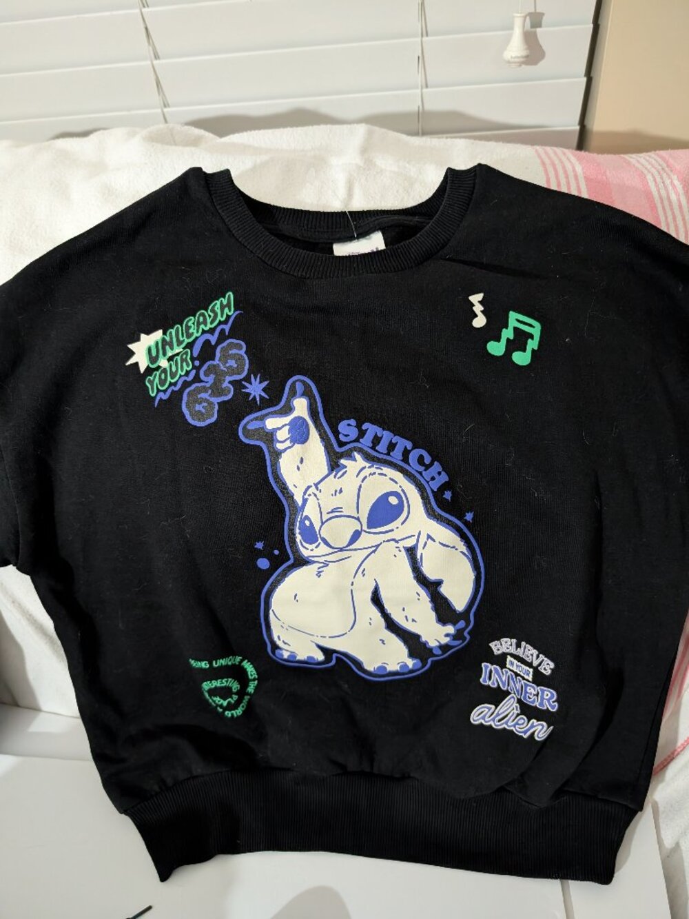 Black 'Stitch' Graphic Crewneck Sweatshirt